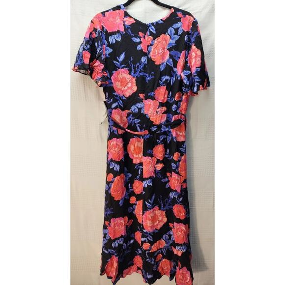 Suite 7 Dress 14w Womens Pink Ruched Wrap Cap Sleeve Cap Sleeve Formal Ruffle - Picture 10 of 13